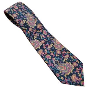 Christian Dior Monsieur Mens Neck Tie Silk Paisley Colorful Made In France Paris